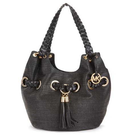 michael kors braided cassini black|Michael Kors black purses.